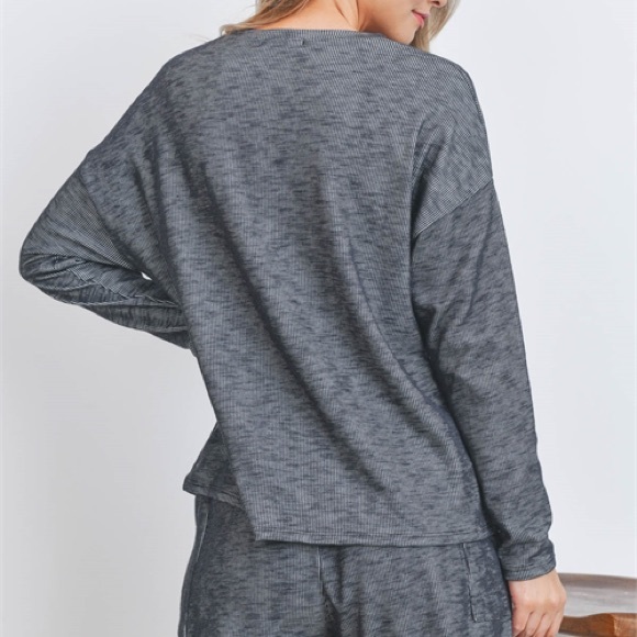 Cotten Blend Winter Pajama shorts set charcoal made in USA - Picture 2 of 8